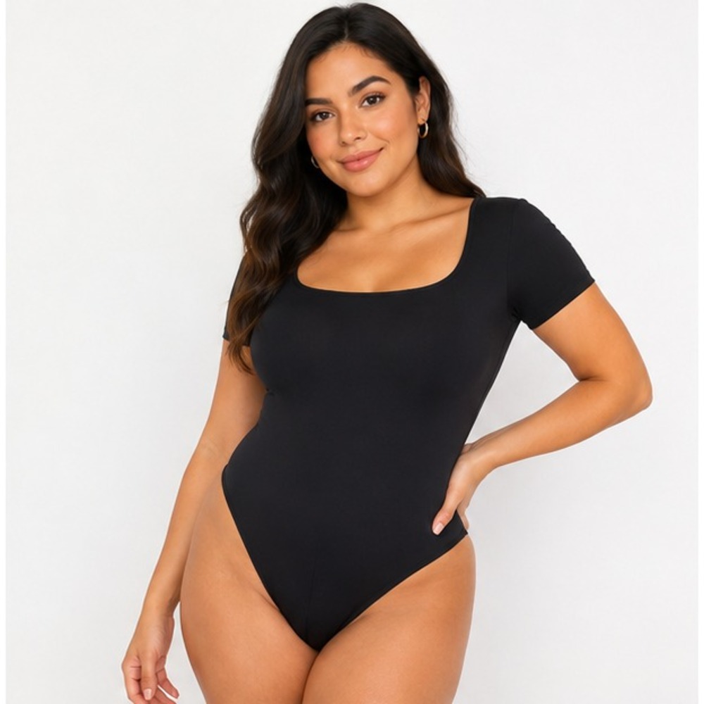 Joyspun Womens Bodysuit 2-Pack Size M Seamless Slimming Short Sleeve Shapewear